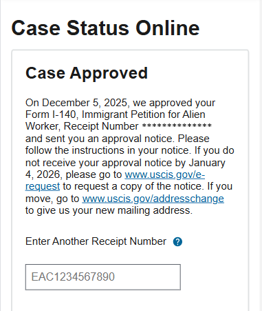 EB1A approval success story