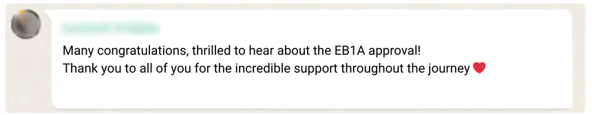 EB1A Green Card approval testimonial – Freshworks Senior Director Analytics and AI product leadership success story.