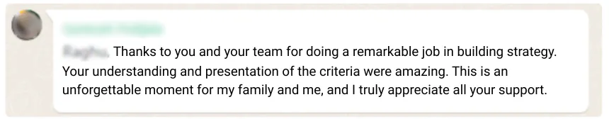 EB1A Green Card approval testimonial – Amazon Software Development Manager PR success story with five-star rating.